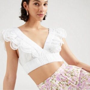 Abercrombie & Fitch White Eyelet Ruffle
Crop Top Bralette size M